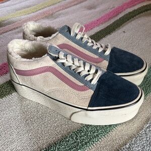 Vans Women's Blue and Pink Platform Sneakers